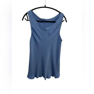 Giorgio Armani Main Line Runway Blue 100% Mulberry Silk Sleeveless Blouse, Sz 6
